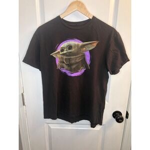 Star Wars Mandalorian Baby Yoda Grogu Black Graphic T-Shirt Fifth Sun Mens Large